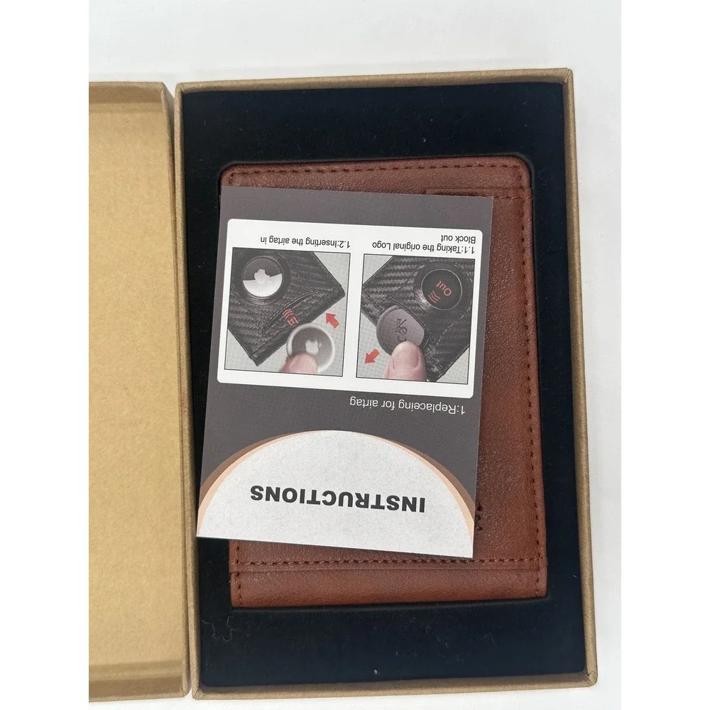 BULLIANT Mens AirTag Wallet Slim Money Clip Card Holder Brown New in Box